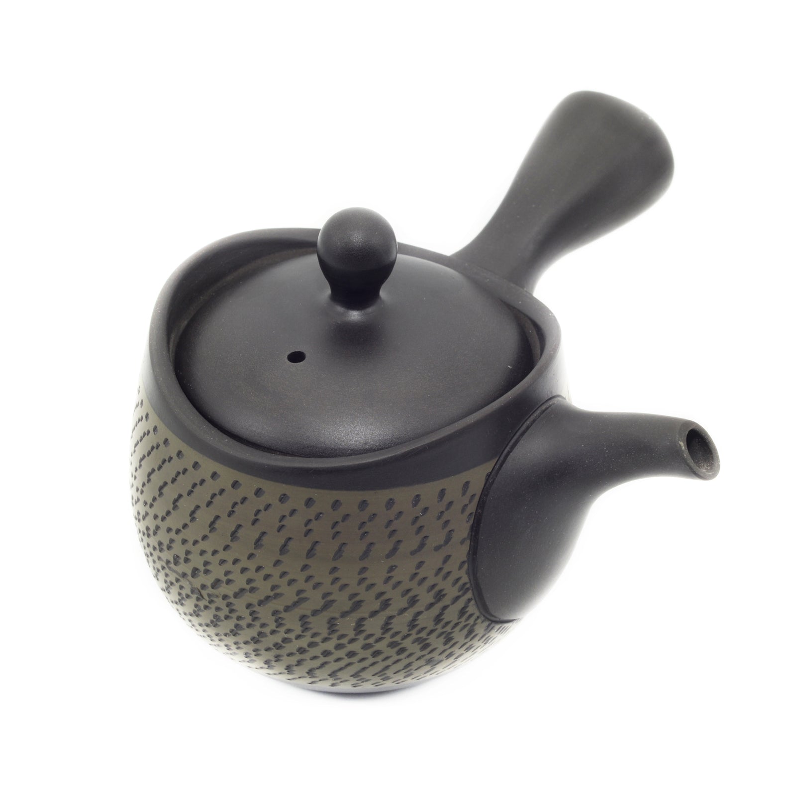 TOKONAMEYAKI YAKI KYUSU. JAPANESE BLACK AND GREEN TEAPOT